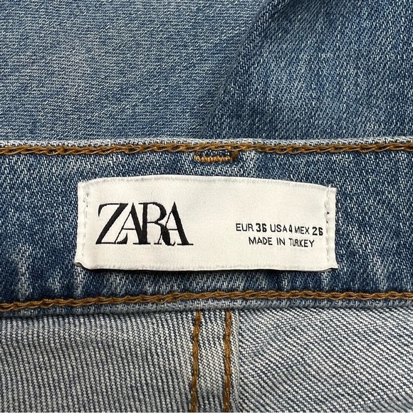 Zara Womens The Slim Boyfriend Distressed Jeans Womens 4 In Valley Blue Mid Rise - Picture 7 of 11